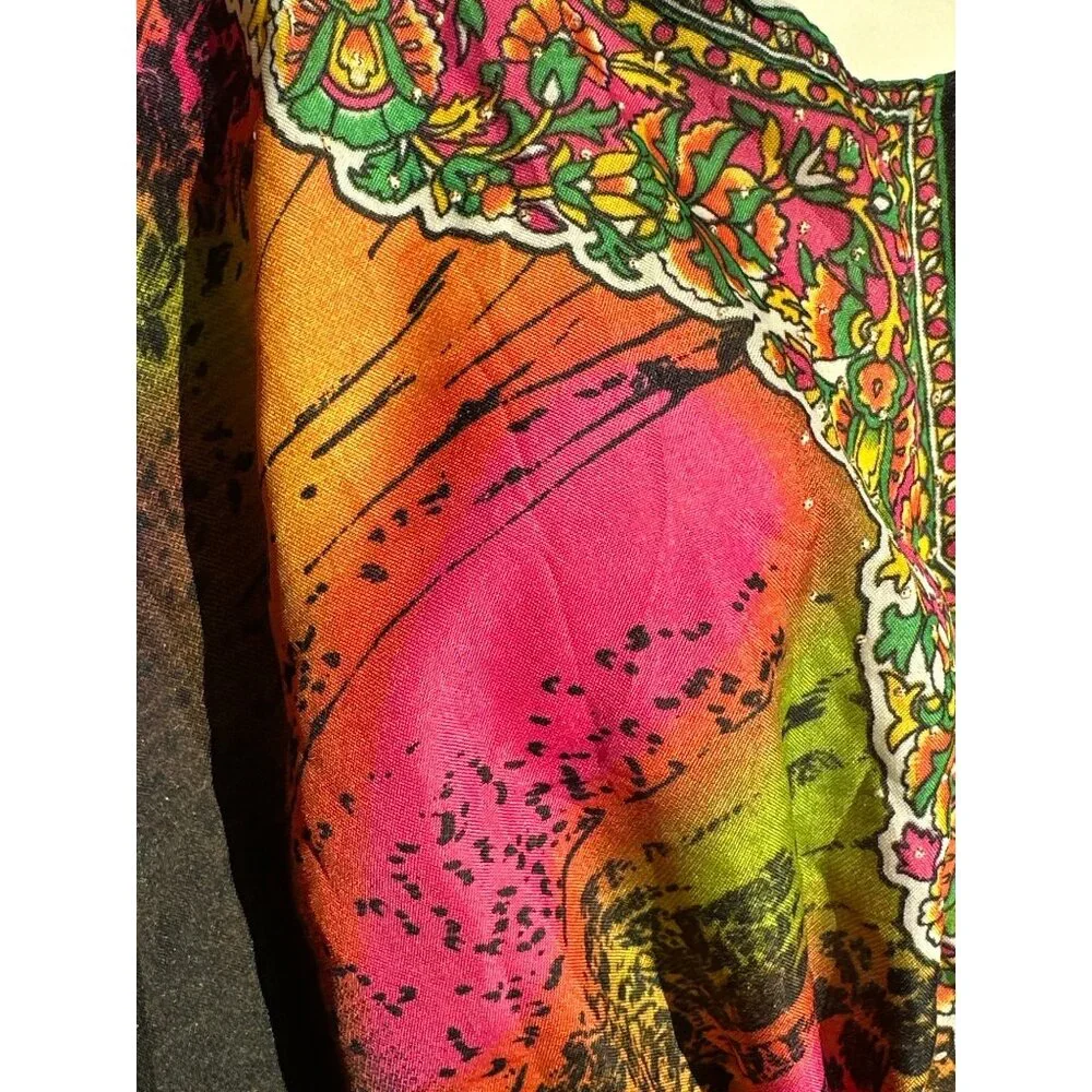 True Rock Free Size Multicolor Kaftan Boho Luxe Festival Wear Resortwear Chic - Picture 6 of 9